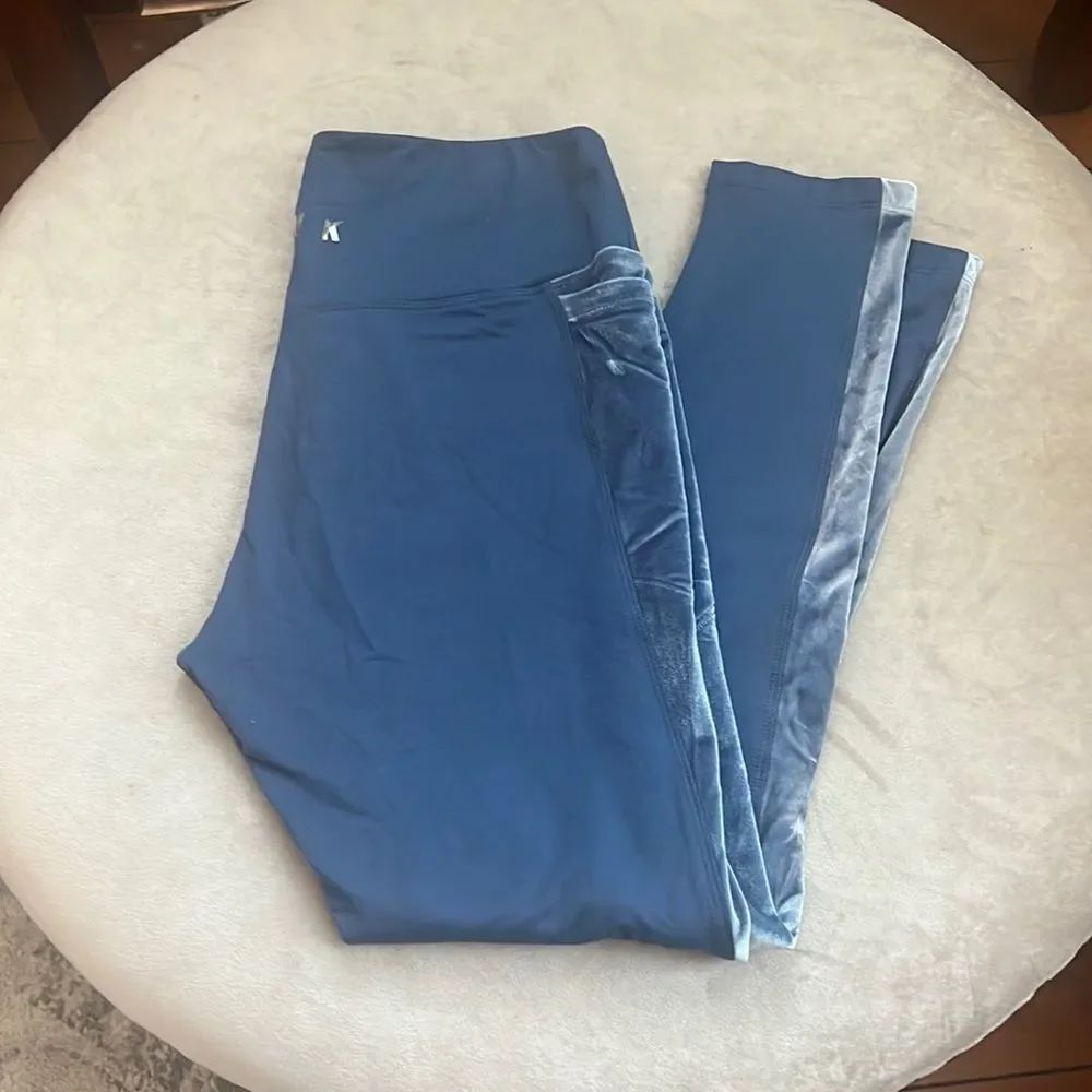 *PINK* VICTORIA SECRET *FRENCH BLUE* COZY YOGA PANTS VELVET STRIPE WITH POCKETS